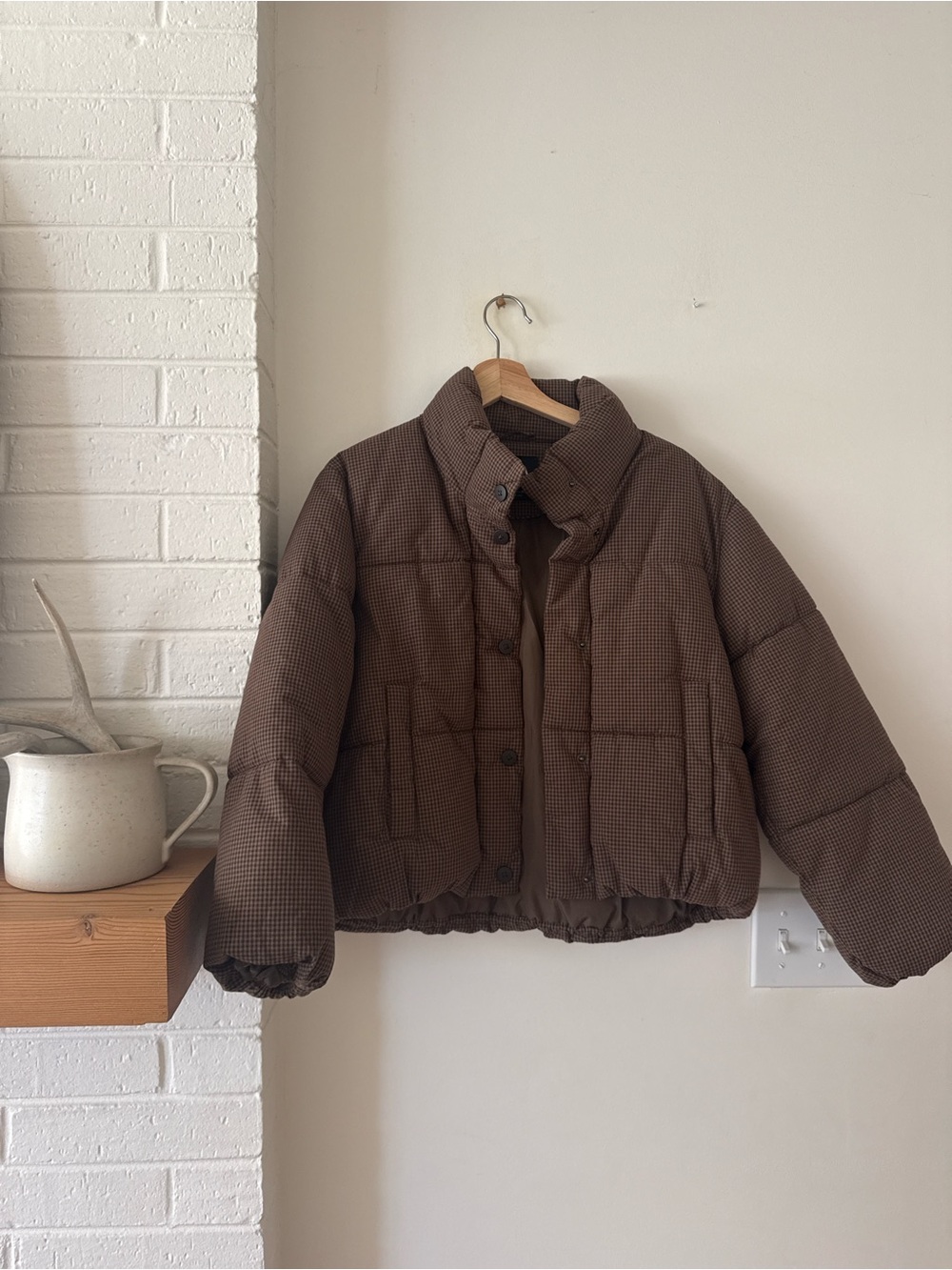 Zara Chocolate Brown Quilted Puffer Jacket